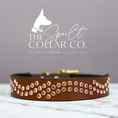 Load image into Gallery viewer, The Spoilt Collar Co
PINK WAVE CRYSTAL, CONKER LEATHER WITH COLLAR TO FIT 32CM-38CM