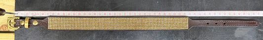 READY TO SHIP - 8 ROW GOLD FINE CRYSTAL MESH COLLAR ON AUSTRALIAN NUT LEATHER 38CM-41CM
