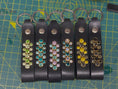 Load image into Gallery viewer, Leather keyring with crystal design
