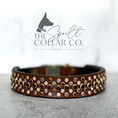 Load image into Gallery viewer, READY TO SHIP - 5 ROW ALL THE PURPLES CRYSTAL, CONKER LEATHER WITH COLLAR TO FIT 41CM
