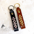 Load image into Gallery viewer, Leather keyring with crystal design
