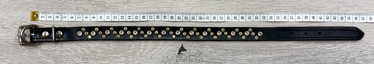 READY TO SHIP - GLIDED DOT SILVER CRYSTAL, BLACK LEATHER WITH COLLAR TO FIT 36.5CM-40.5CM